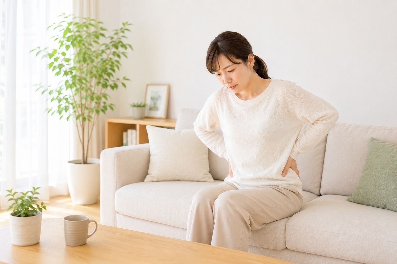 猫背姿勢になっている女性